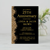25th Wedding Anniversary Gold Faux Glitter  Folieneinladung (Stehend vorne)