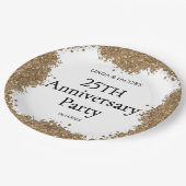 25th Wedding Anniversary Gold Faux Glitter Pappteller (Schrägansicht)
