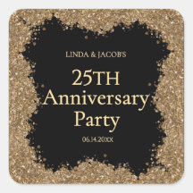 25th Wedding Anniversary Gold Faux Glitter 