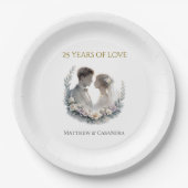 25th Wedding Anniversary Heirloom Celebration Pappteller (Vorderseite)