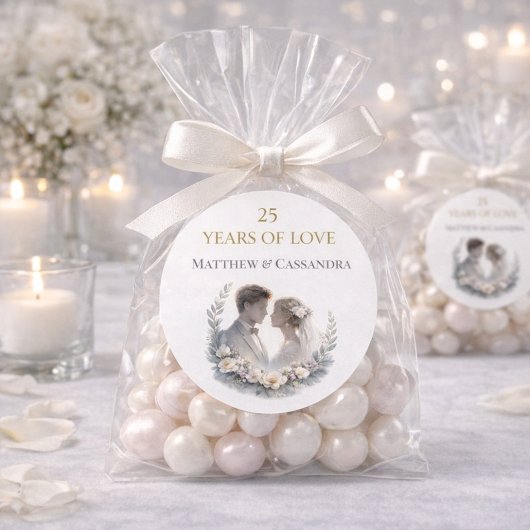 25th Wedding Anniversary Heirloom Celebration Runder Aufkleber