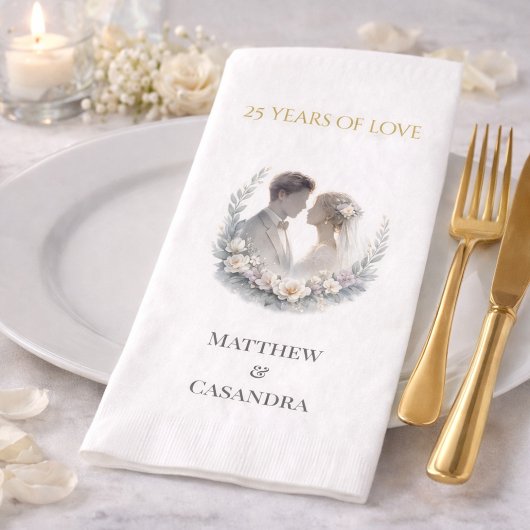 25th Wedding Anniversary Heirloom Celebration Serviette