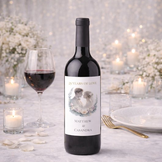25th Wedding Anniversary Heirloom Celebration Weinetikett