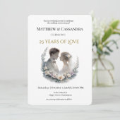 25th Wedding Anniversary Heirloom-Like Celebration Einladung (Stehend Vorderseite)