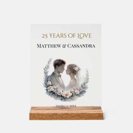 25th Wedding Anniversary Heirloom-Like Keepsake Acrylschild (Vorderseite)