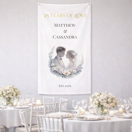 25th Wedding Anniversary Heirloom-Like Keepsake Banner