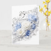 25th Wedding Anniversary in Silver and Blue Karte (Gelbe Blume)
