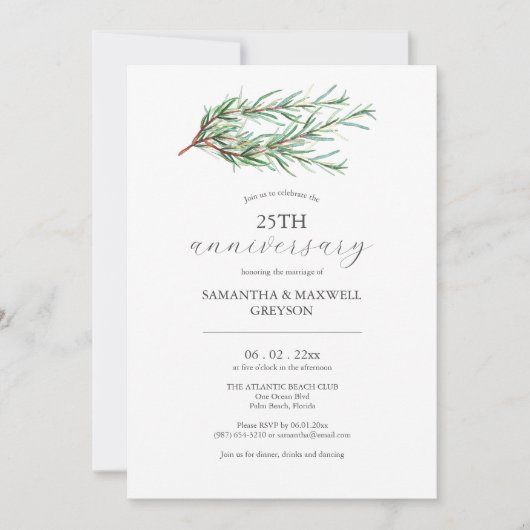 25th Wedding Anniversary Invitations Rosemary Einladung (Vorderseite)
