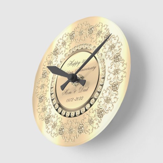 25th Wedding Anniversary Runde Wanduhr (Winkel)