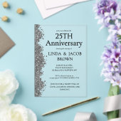 25th Wedding Anniversary Silver Faux Glitter  Acryleinladungen (In Situ (Hochzeit))