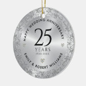 25th Wedding Anniversary Silver Sparkling Frame Keramik Ornament (Links)