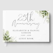 25th Wedding Silver Anniversary Greenery Photo Gästebuch (Vorderseite)