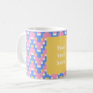 26036B Geometrische Zickzackwelle Pink Blau Gelb Kaffeetasse