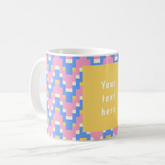 26036B Geometrische Zickzackwelle Pink Blau Gelb Kaffeetasse