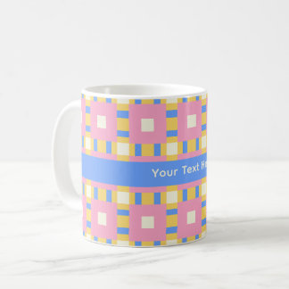 26038B Geometrisches Quadrat-Medaillon Pink Gelb B Kaffeetasse