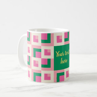 26039A Geometrisches Pinwheel-Blockmuster Pink Grü Kaffeetasse