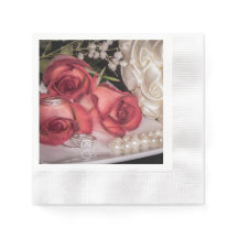 2686-Rot-Weiß-Hochzeit-Rose mit Ringen, Perlen