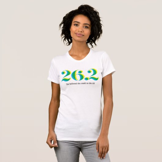 26.2 Marathon mit fett blauen gelben Text T-Shirt (Vorne ganz)