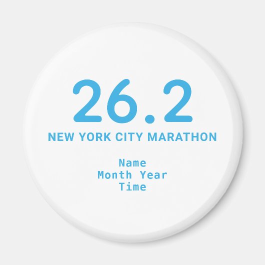 26.2 Marathonläufer Personalisiert Blue Magnet (Vorne)