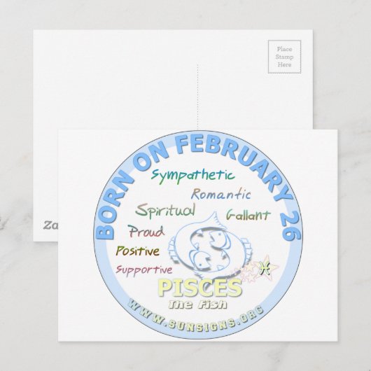 26. Februar - Pisces Postkarte (Vorne/Hinten)