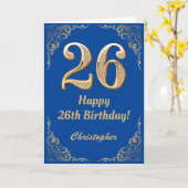 26. Geburtstag Blue and Gold Glitzer Frame Karte (Gelbe Blume)