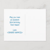 26. Geburtstag: Bold, Fun, Simple, Rainbow 26 Postkarte (Rückseite)