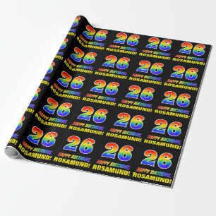 26. Geburtstag: Bold, Lustig, Einfach, Regenbogen  Geschenkpapier