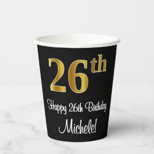 26. Geburtstag - Elegante Luxuriöse Imitate Gold L Pappbecher