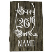 26. Geburtstag: Extravagant, Imitate Holzaussehen Mittlere Geschenktüte (Vorderseite)