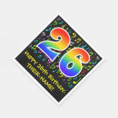 26. Geburtstag - Farbige Musiksymbole, Regenbogen  Serviette (Ecke)