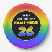 26. Geburtstag: Farbiger Regenbogen # 26, Individu Pappteller (Vorderseite)