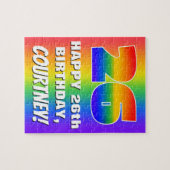 26. Geburtstag: Farbiges, lustiges Regenbogenmuste Puzzle (Horizontal)