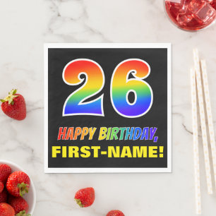 26. Geburtstag: Fett, Spaß, Einfach, Regenbogen 2 Serviette
