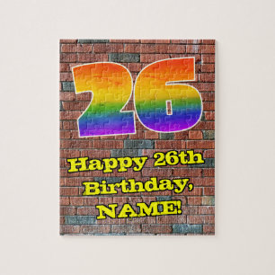 26. Geburtstag: Fun Graffiti-Inspiriert Regenbogen Puzzle
