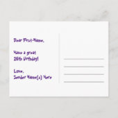 26. Geburtstag: Fun Hearts Pattern, Regenbogen 26 Postkarte (Rückseite)