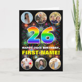 26. Geburtstag: Fun Rainbow #, Individuelle Name & Karte (Vorderseite)