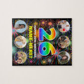 26. Geburtstag: Fun Rainbow #, Individuelle Name + Puzzle (Horizontal)