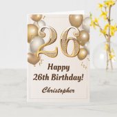 26. Geburtstag Gold Ballons und Confetti Geburtsta Karte (Gelbe Blume)