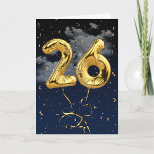 26. Geburtstag Gold Mylar Ballon und Confetti Card Karte
