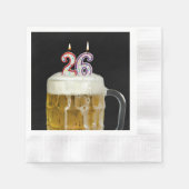 26. Geburtstag Kerzen in Bier Serviette (Vorderseite)
