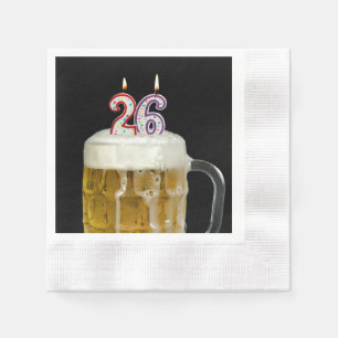 26. Geburtstag Kerzen in Bier Serviette