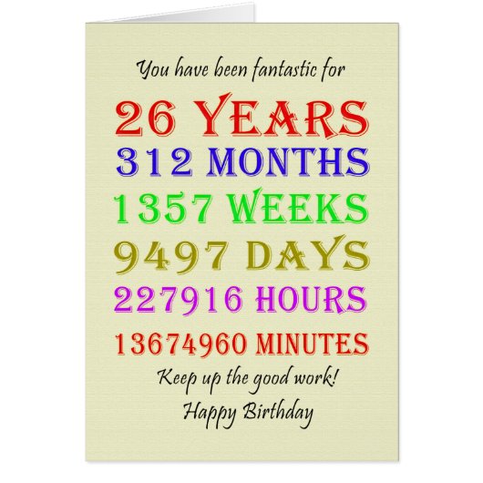 26. Geburtstag - Meilensteine (Vorne)