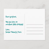 26. Geburtstag: Rosa Streifen & Herz, Regenbogen 2 Postkarte (Rückseite)