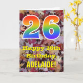 26. Geburtstag; Rustikale Herbstblätter; Regenboge Karte (Gelbe Blume)
