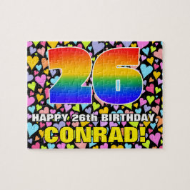 26. Geburtstag — Spaß, Liebende Herzformen + "26" Puzzle
