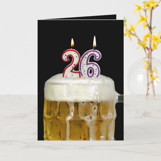 26. Geburtstagsbiere Karte (Gelbe Blume)