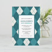 26. Geburtstagseinladungen Männer Vintag Blue Einladung (Stehend Vorderseite)