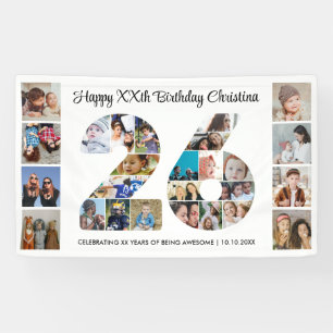 26. Geburtstagsfeier Nummer 26 Fotocollage Banner