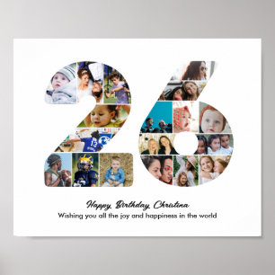 26. Geburtstagsfeier Nummer 26 Fotocollage Poster