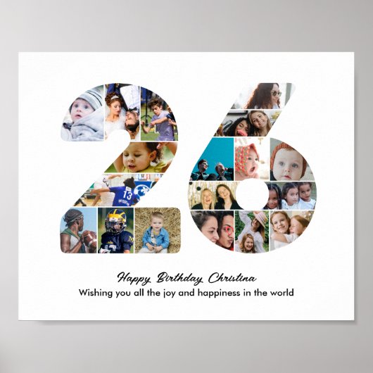 26. Geburtstagsfeier Nummer 26 Fotocollage Poster (Vorne)